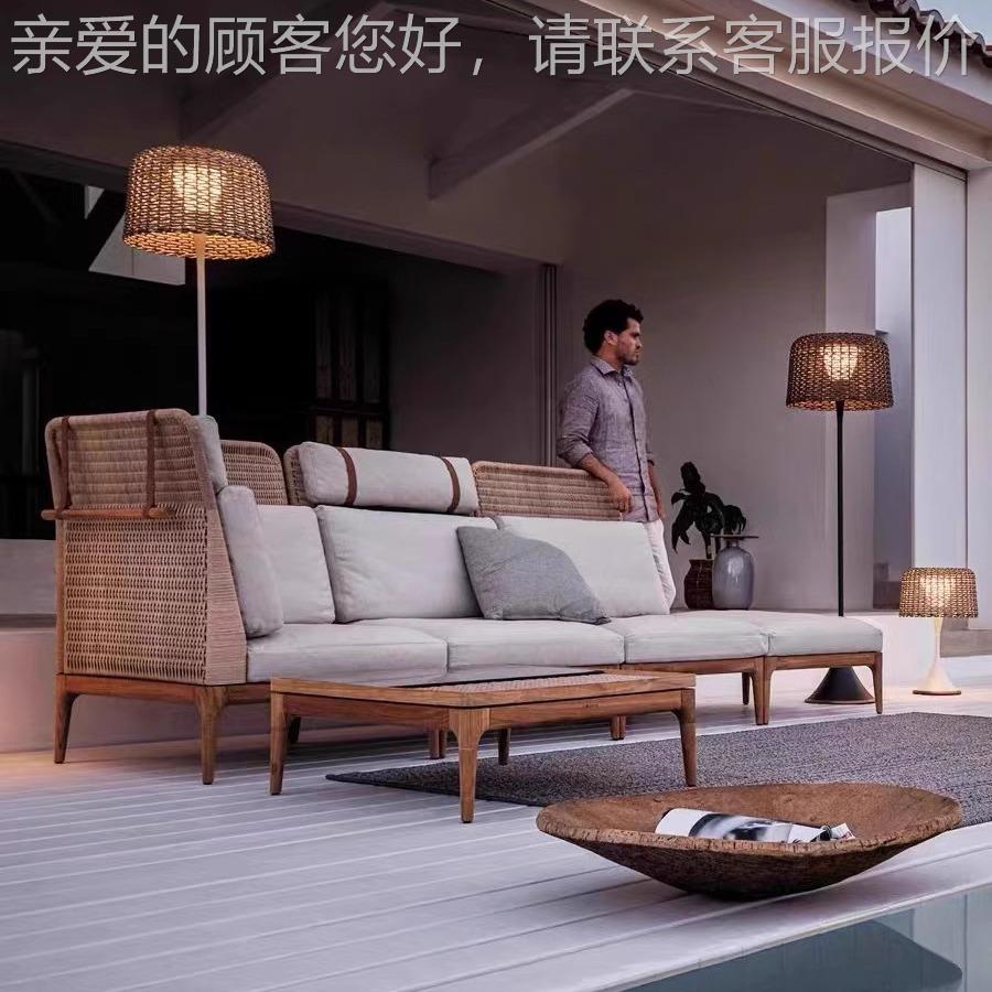 21户外藤编雨沙发实庭院别墅花园防阳防晒露天台样板木房椅休闲家