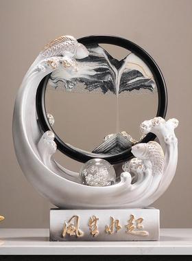 风生水起锦鲤流沙画摆件轻奢玄关酒柜客厅高级感装饰礼物乔迁新居