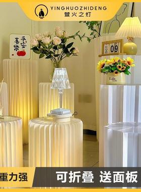 摆件罗马柱柱圆柱纸质萤火之灯直播背景装饰发光氛围灯折路引