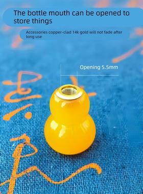 天然黄玛瑙玉空心葫芦吊坠可打开装东西朱砂药丸楞严咒项炼挂脖件