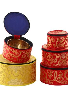 尼泊尔手工颂钵套子套盒佛音碗配件钵套铜磬包装盒加大号收纳盒