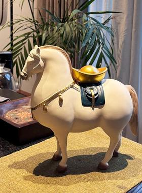 新中式马上有钱摆件轻奢高档客厅办公室装饰马摆件乔迁开 业礼物