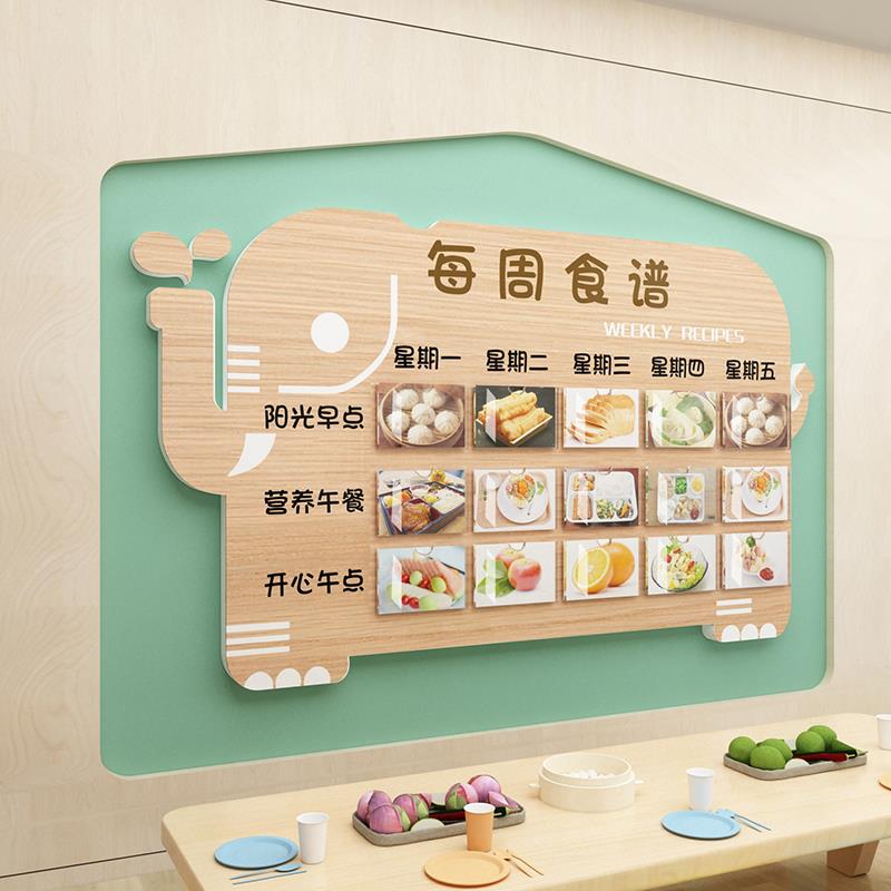幼儿园食堂谱公展示板栏墙面装饰厨房育小饭桌托管班机构文化神器