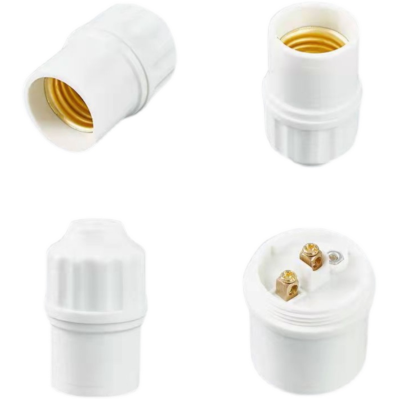 家用E27螺口明暗装白色灯座防水灯头LED灯泡底座带开关插头座