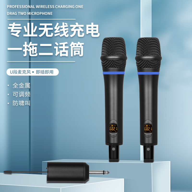 得普声 W5专业无线话筒KTV家用K歌调频手持麦克风卡拉OK唱歌电脑