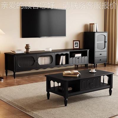 中古风实木茶几电视柜组合储小柜户型简约147家用客厅物边收纳物