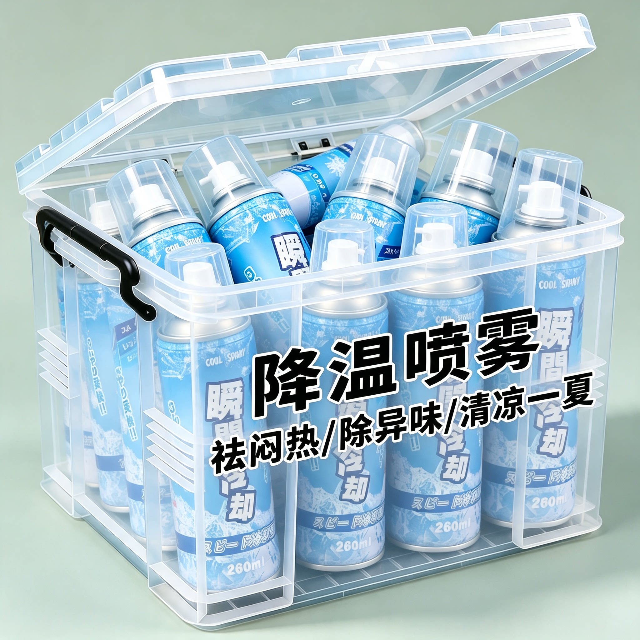 降温喷雾夏季运动军训车内制冷神器干冰瞬间冷却车载清凉解暑便携