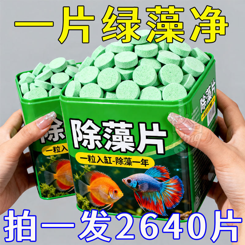 鱼缸除藻片鱼缸青苔清理神器去除绿藻绿水褐藻丝藻黑藻除水垢专用