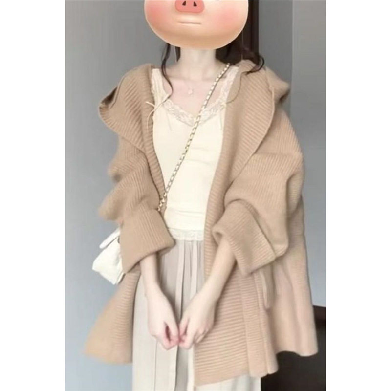 韩系穿搭早秋上衣中长款不规则奶呼呼软糯开衫毛衣外套女冬针织衫