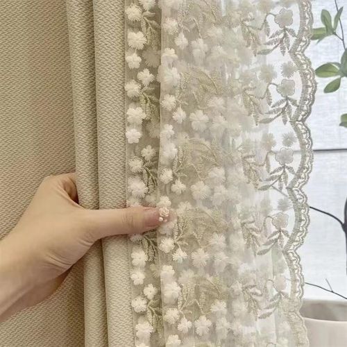 新款窗帘立边窗帘侧边纱金色绣花蕾丝花边精美侧边纱