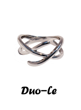 青岛出口欧美小众极简时尚镂空线条交叉戒指时尚ins冷淡风戒指