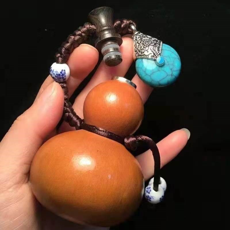 小酒葫芦迷你挂件手把件可开v口倒酒小酒葫芦 葫芦手把件包浆 挂