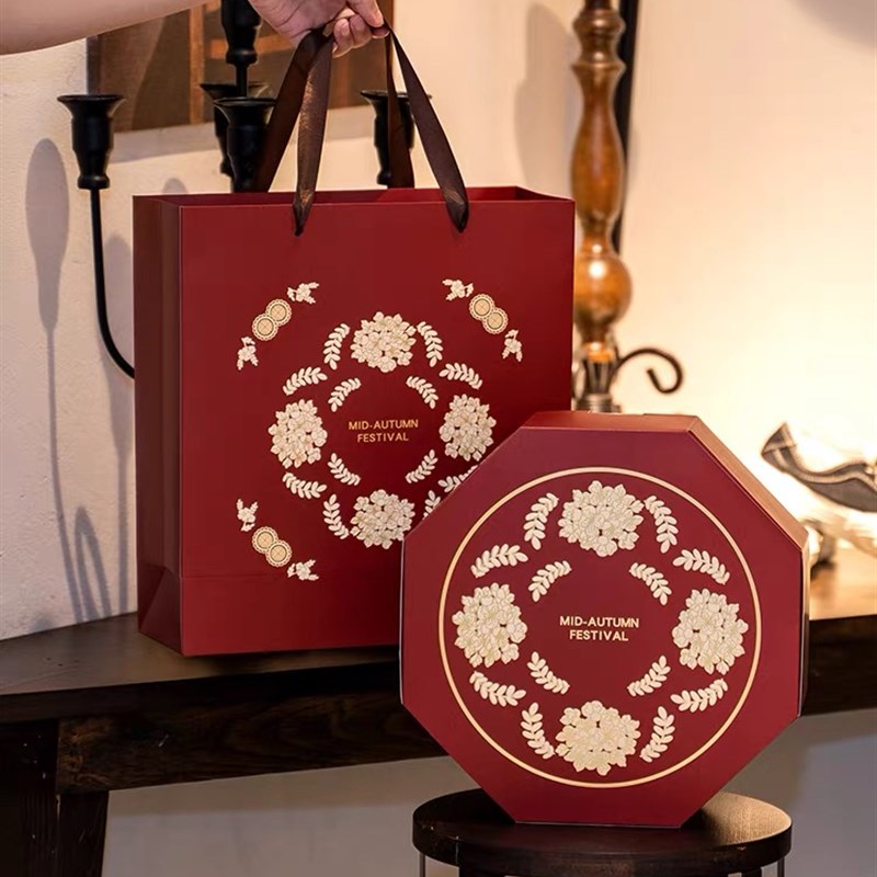 2023新款国风中秋月饼礼盒包装盒D高档蛋黄酥流心8粒手提盒子送礼