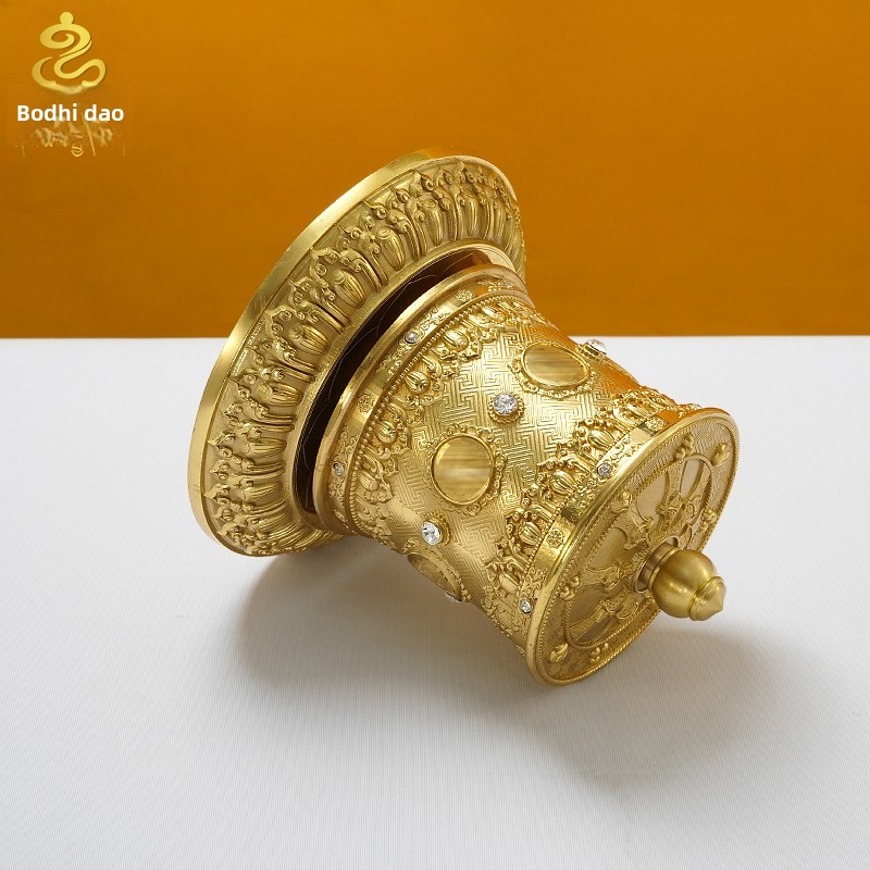 指捻转筒转金轮铜六字真言汽车载手动转金筒家用摆件藏族转简经轮