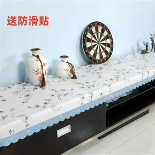 加厚电视柜垫桌布防水防烫床头柜垫长条几柜供台PVC烫金盖布欧式