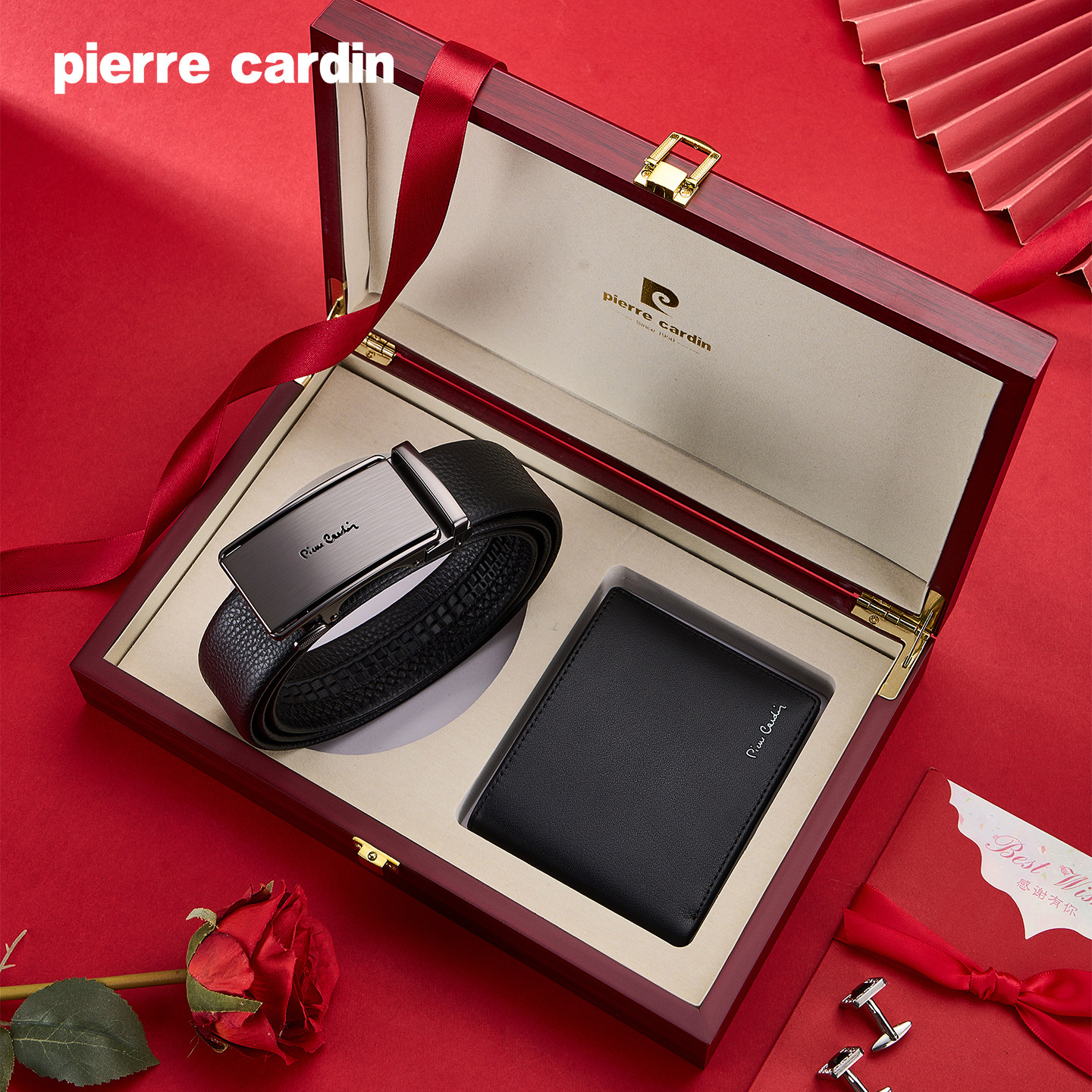 皮尔卡丹正品男士真皮皮带钱包礼盒套装2026新款送老公高档礼物男
