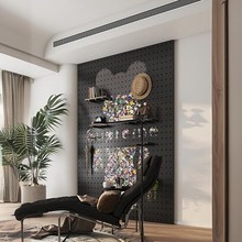 洞洞板置物架打印图案遮挡装饰入户D玄关打孔式客厅实木定制收纳