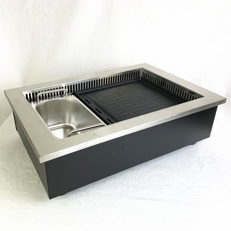 酒店商用烤涮一体j炉 火锅烧烤两用电陶炉嵌入式 下排烟韩式电烤