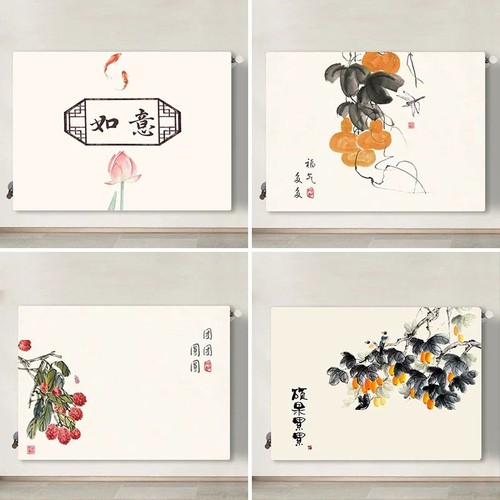 暖气片装饰罩中式印花家用铸铁暖气遮挡套布艺防尘罩暖气片罩定制