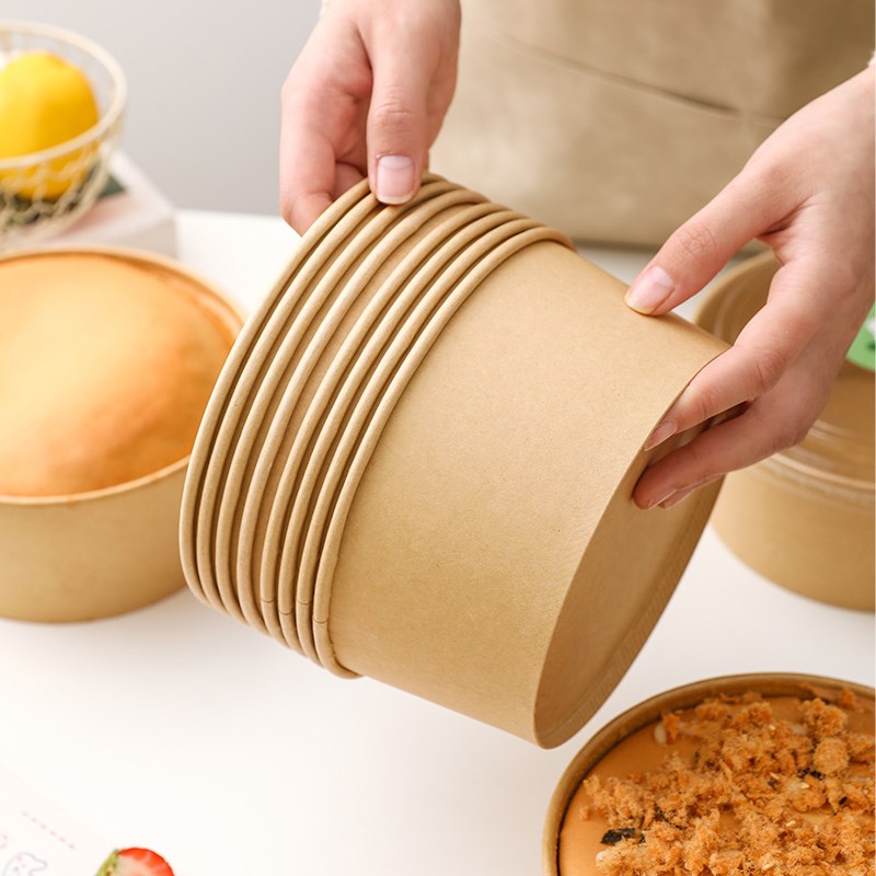 戚风蛋糕纸盒6六寸抱抱碗纸托一次性蛋糕模具千层水果打包装盒子