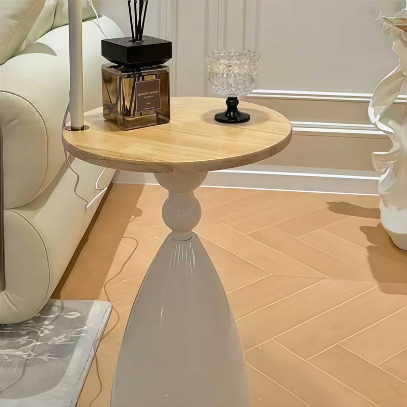 奶油风落地灯客厅沙发旁茶几氛围灯具卧室床头柜置物一体立式台灯