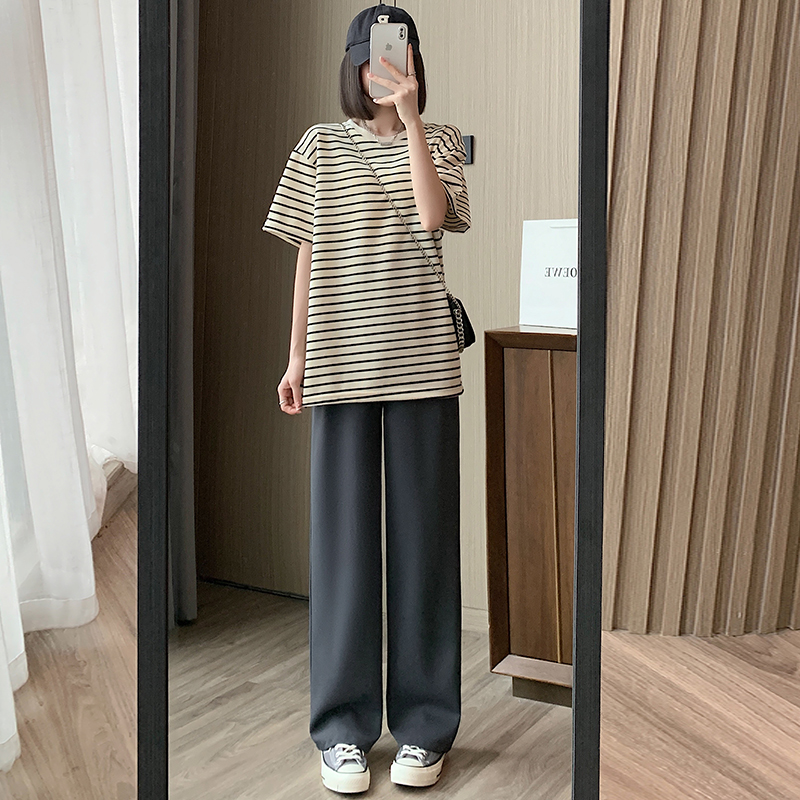 灰色西装裤女高级感垂感2023年新款夏季薄款休闲小个子窄版阔腿裤