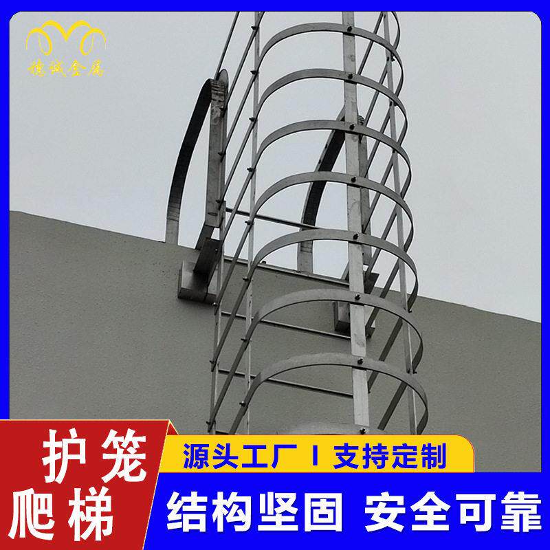 厂家镀锌护笼爬梯工地桥梁标准化图集垂直护栏爬梯深井不锈钢爬梯