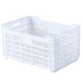 厂家直销泽鹏80斤白色蔬菜筐子 全新PE熟料周转筐长方形塑料筐