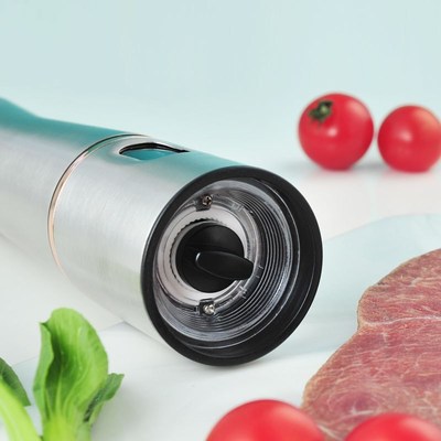 跨境新品黑胡椒研磨器电动现磨不锈钢碾磨花椒粉器瓶海盐研磨机