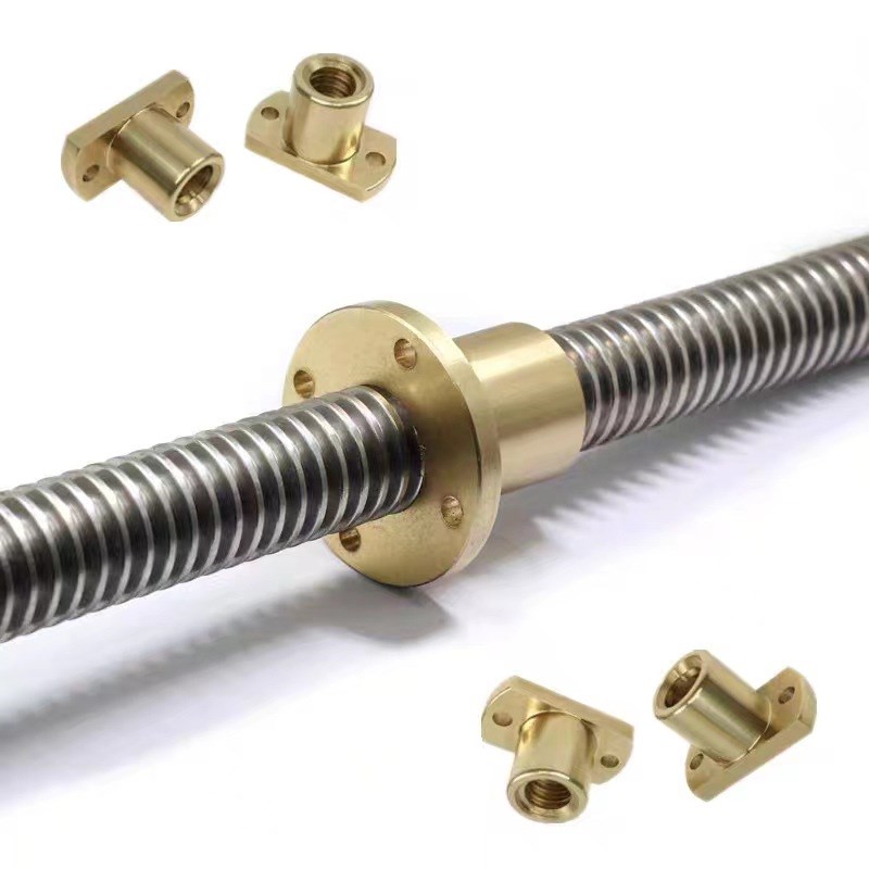 梯形丝杆加工高强度T型扣丝杠全螺纹螺杆梯形牙条T型丝杆铜螺母