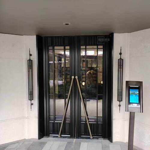 定 制售楼部酒店不锈钢弹簧门小区单元门豪华入户四开玻璃大门