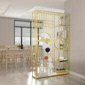 现代简约屏风置物架办公室客厅入户进门装 饰柜一体隔断玄关书架子