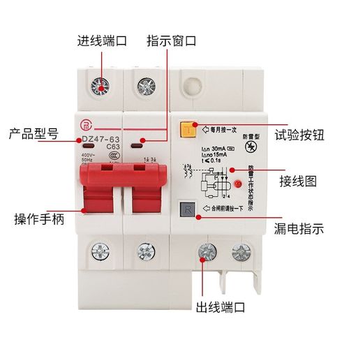 防雷款漏电保护器开关 家用防雷击漏电保护器2P63A40/32总开关