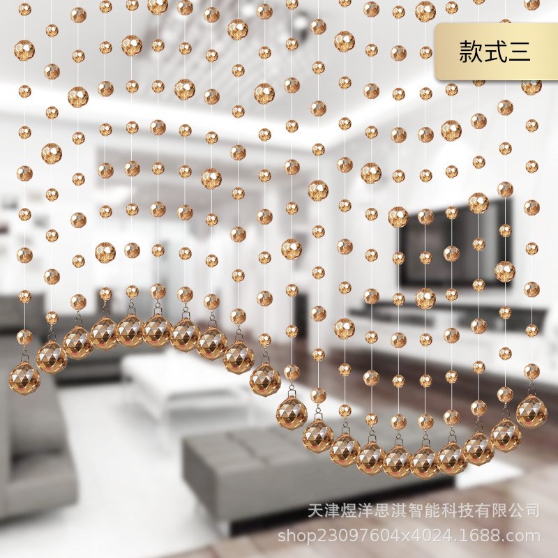 玻璃水晶珠帘装饰帘子玄关隔断帘欧式客厅餐厅屏风软隔断成品挂帘