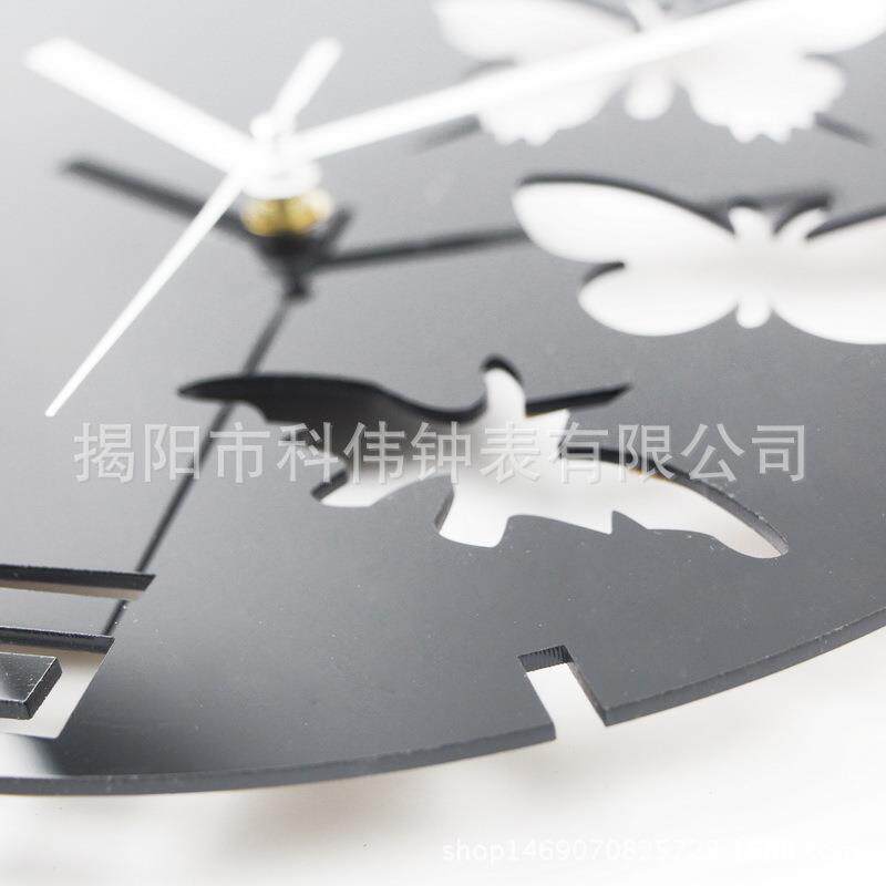 欧式西班牙简约亚克力创意蝴蝶挂钟静音时钟客厅钟表壁钟挂表墙钟