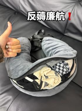 不做廉航托运人！可塞衣服u型枕旅行便携挂脖衣物填充收纳袋颈枕