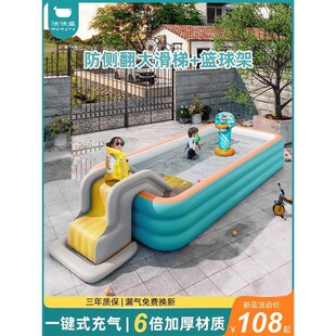 充气游泳池家用婴儿宝宝游泳桶儿童D带滑梯成人小孩大型户外戏水