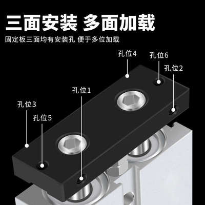 小型气动双杆双轴气缸TDA/TN10/16/20/25/32/40-50-90-100-300-S