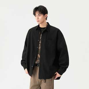 保罗悦洋品牌长袖 新痞帅休闲衬衣外套青少年易打理上衣 衬衫 男秋季