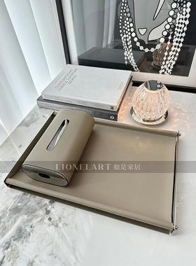 如u型不锈钢皮革托盘现代Normcore纸盒餐桌卧室床头入口餐巾纸礼