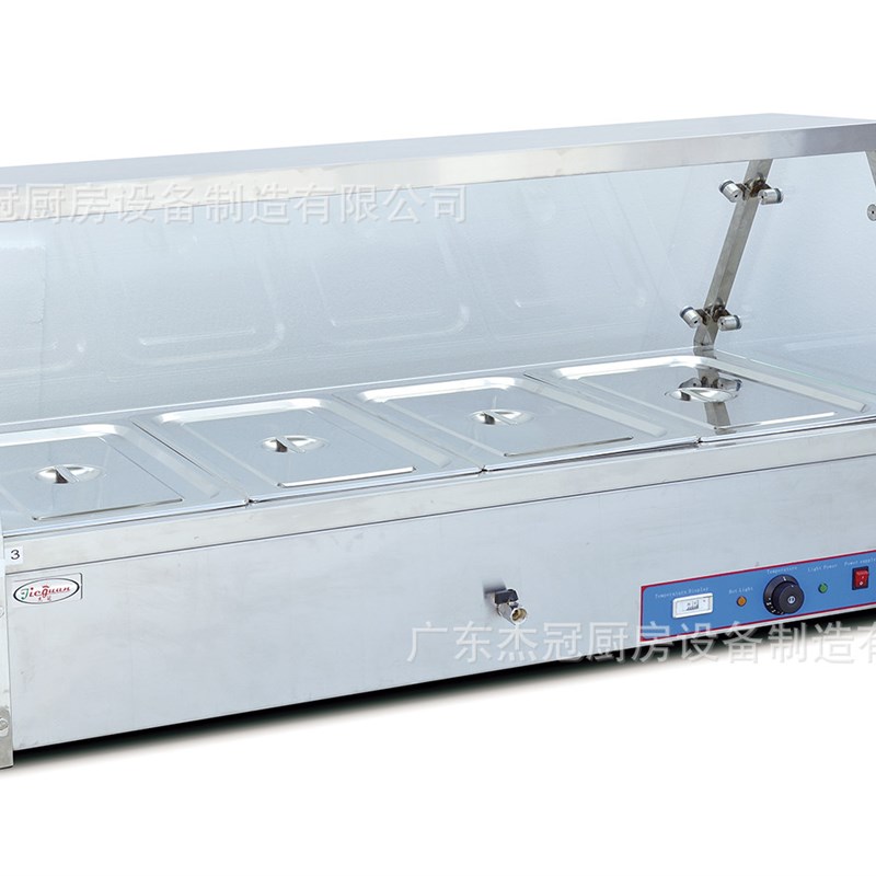 杰冠EH-1商用台式电热保温汤池1盆4格暧汤炉快餐不锈钢加热售饭台