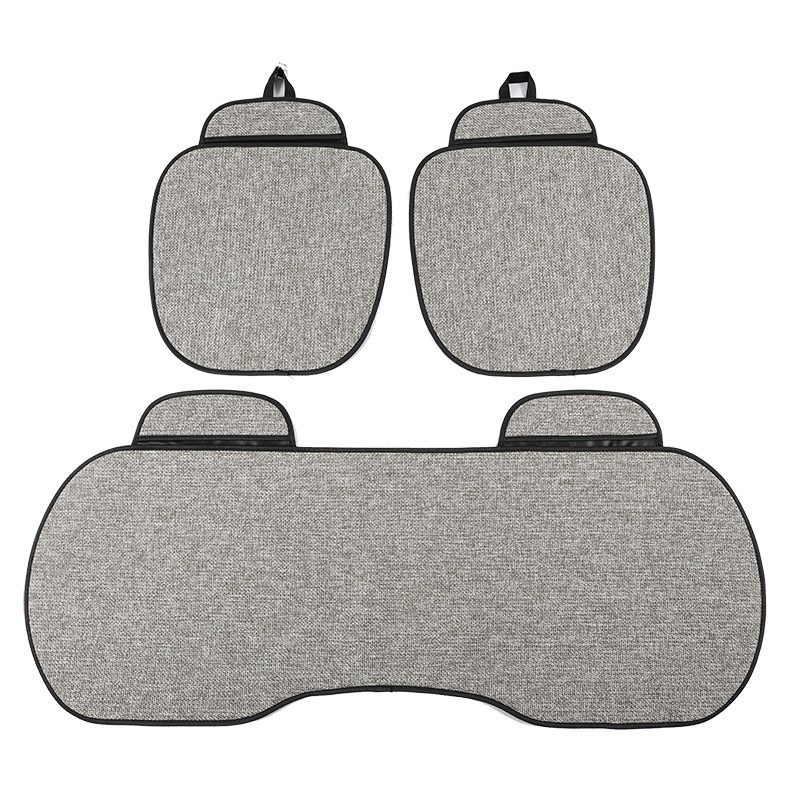 亚麻汽车坐垫三件套四季通用透气耐磨坐垫五座轿车四季款座套坐垫