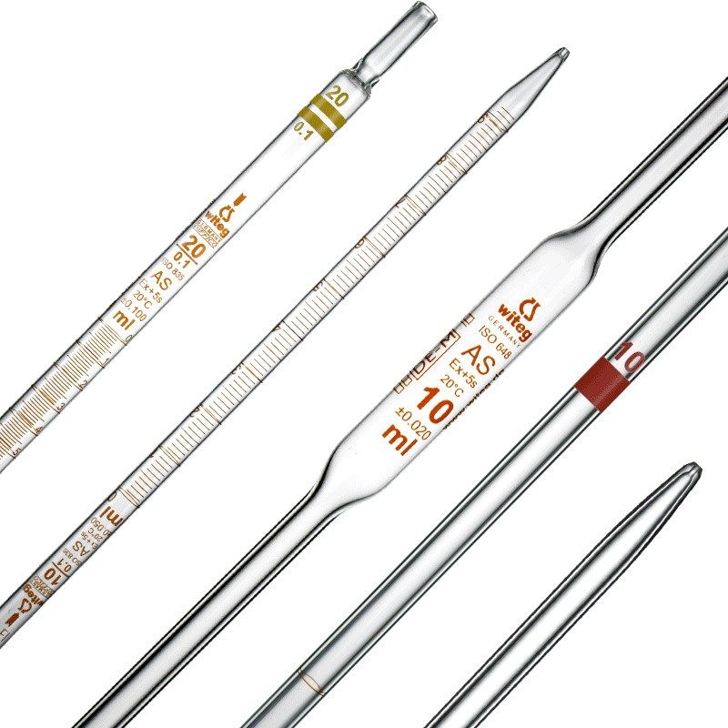 Witeg进口移液管带刻度吸管AS级0.5 1 2 5 10 15 20 25 50 100 ml