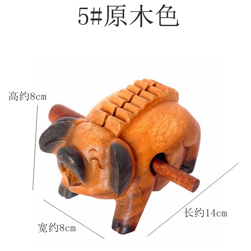 创意礼品家居饰品摆件泰国个性商品木质工艺品发声快乐猪木雕