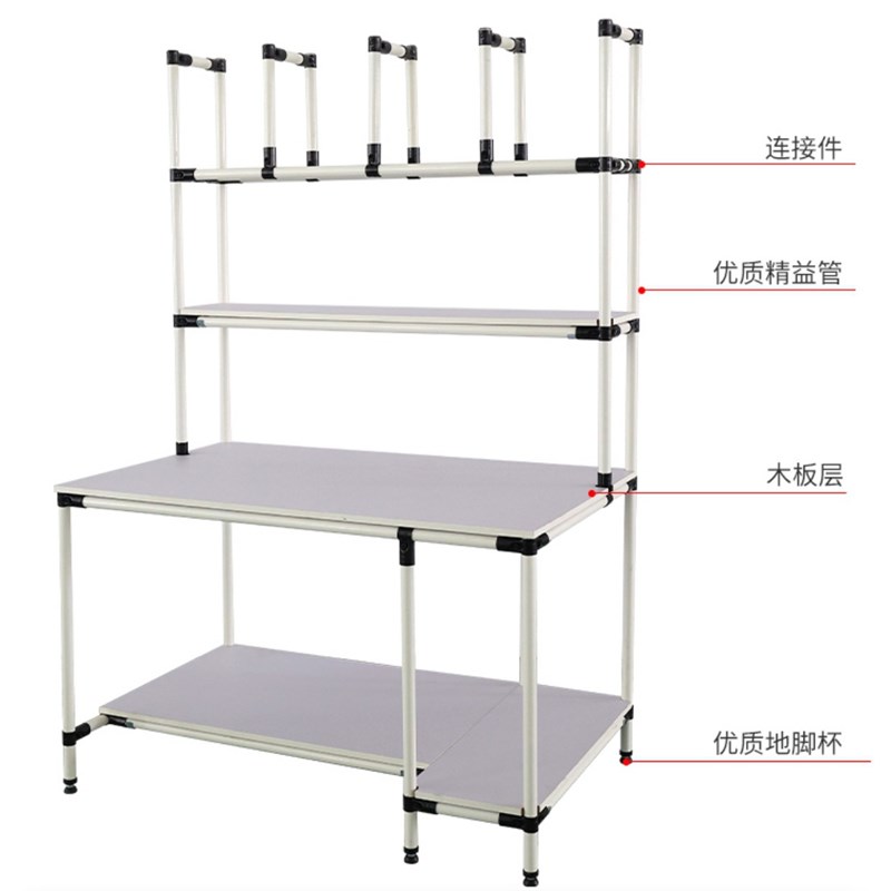 精益管打包台电商仓库快递分拣双面工作台置物架单面工作桌厂家