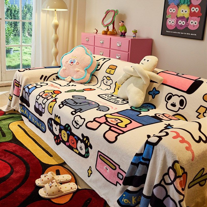 多巴胺氛围沙发盖布巾2025冬季新款一整张全盖毯加厚毛绒坐垫套罩