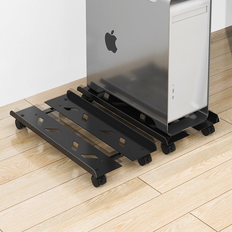 电脑主机托架桌下可移动台式机箱底座托盘带滑轮增高置物金属架子