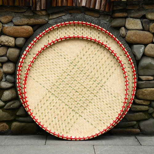 农家竹编簸箕无孔竹匾全包边筲箕竹筛乾货茶叶蚕匾绘画匾晾晒筐