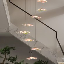 创意荷叶吊灯2025新款复式楼梯吊灯loft公寓别墅楼梯间专用吊灯