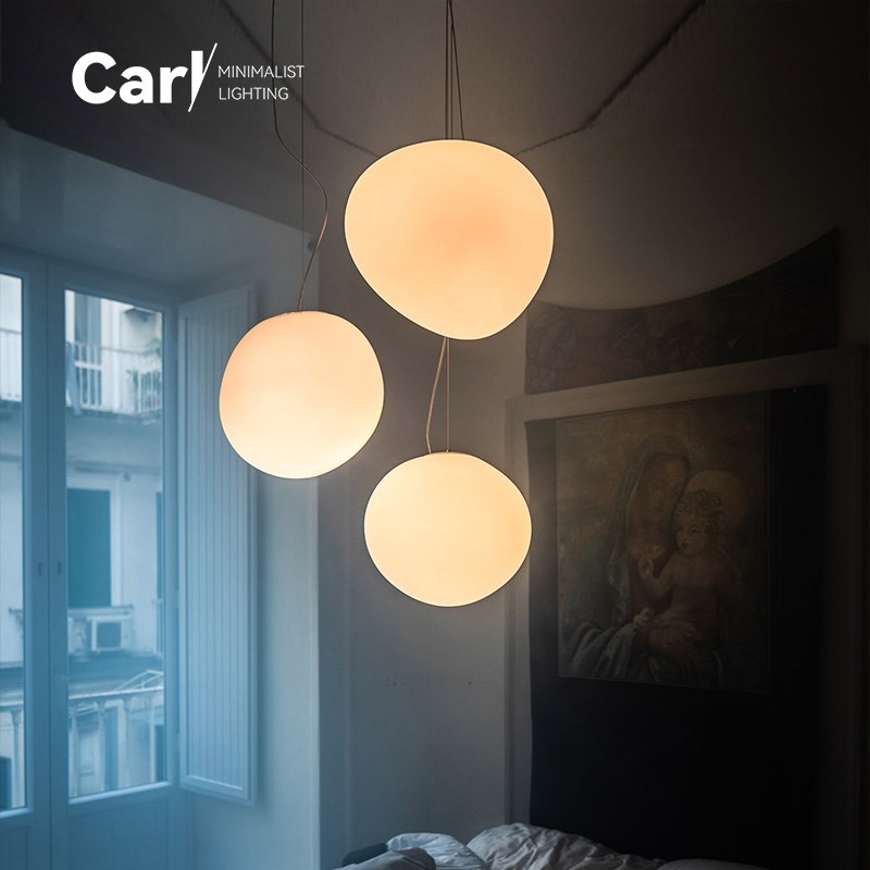 意大利Foscarini北欧极简餐厅玻璃吊灯创意卧室挑空楼梯鹅卵石灯